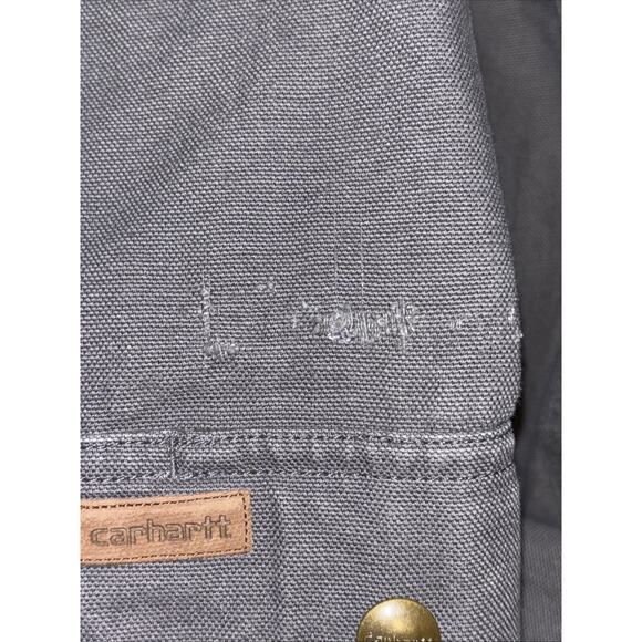 Carhartt Mens Large Gray Canvas Jacket Rugged Flex Fit Fleece-Lined Shirt - Picture 6 of 12